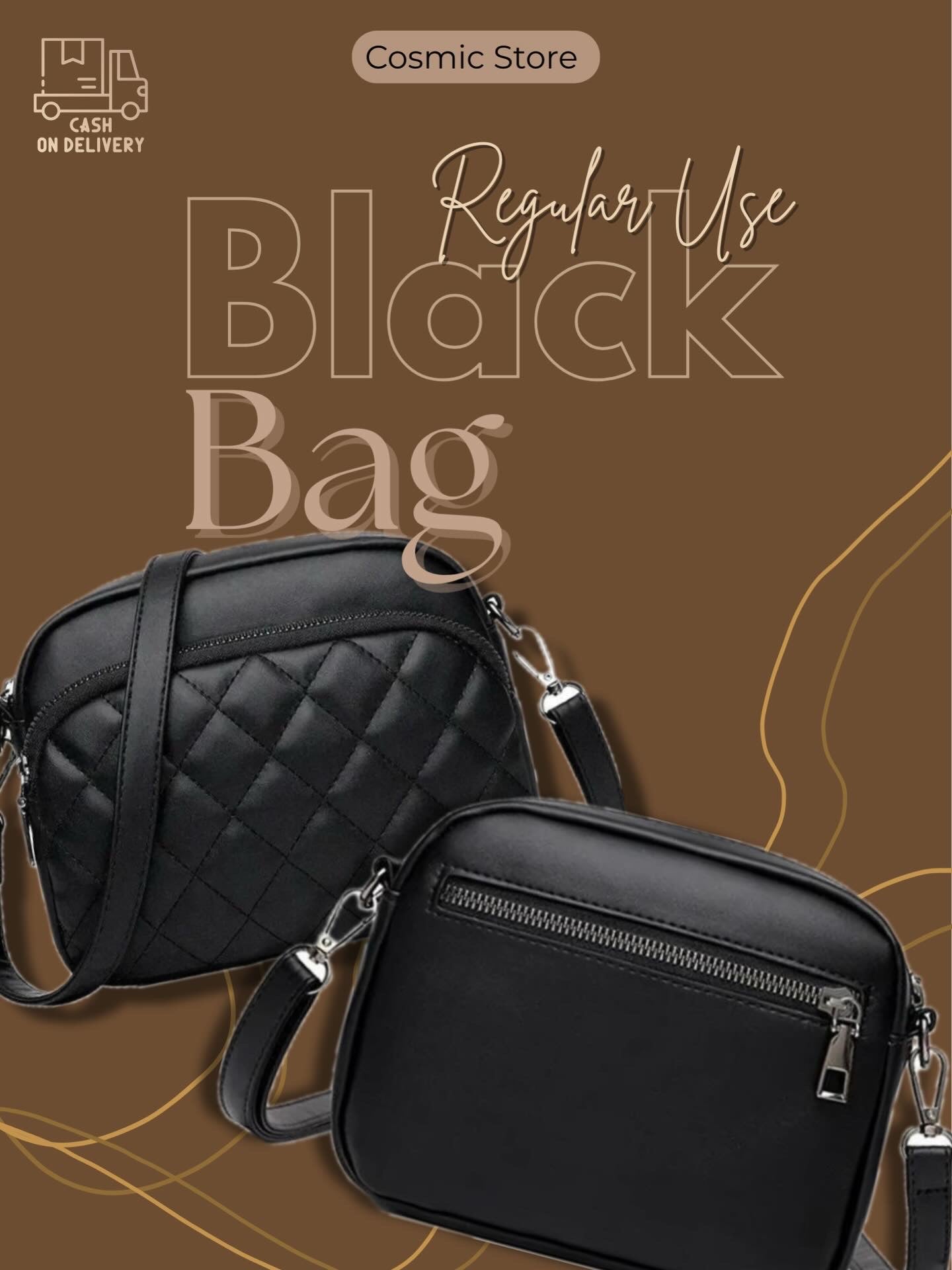 Diamond Textured Black Bag | For Daily Use
